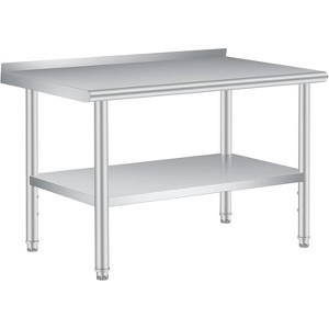 Stainless Steel Table for Prep & Work With Backsplash, Commercial Heavy Duty Table With Adjustable Under Shelf for Kitchen Restaurant - 1 of 4