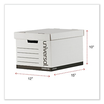 White Medium-Duty Paper Storage Box with Lift-Off Lid, 12-Pack