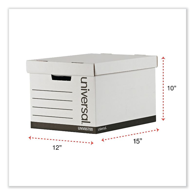 Universal Extra-Strength Storage Box w/Lid Letter/Legal 12 x 15 x 10 White 12/Carton 85700, 5 of 7