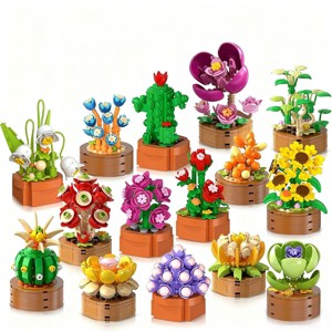 Hogokids 1314PCS Flower Succulents Botanical Collection Home Office Décor Block Toy for Adults and Kids - 1 of 4