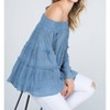 Women's Off Shoulder Ruffle Sleeve Top - Blue B - 3 of 4