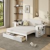 KWPZQEB Daybed with Trundle, Solid Wood Bed Frame with Removable Desk and Drawers, Sofa Day Bed with Side Table for Living Room, Bedroom - 4 of 4