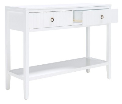 White Mahogany and Brass Hallway Table with Storage