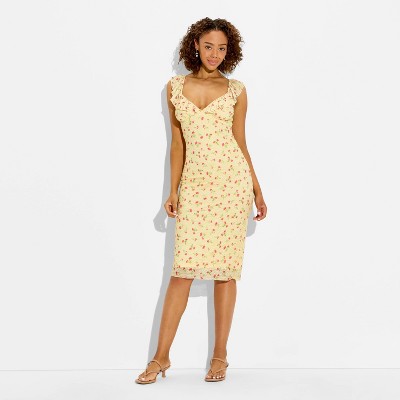 ruffle sleeve a line dress Women's Midi A-Line - Wild Fable Bridesmaid dress with Type:MODEST Dresses Floral - REVOLVE Width:Medium Playful and unique