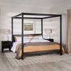 Walker Edison Modern Boho Wood Canopy Bed with Plank Headboard - 2 of 4