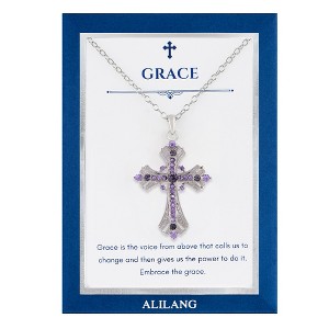 Anna-Kaci Purple Lavender Rhinestone Celtic Cross Necklace with Message Card & Envelope Jewelry Gift - 1 of 4