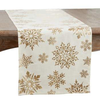 Saro Lifestyle Snowflake Design Foil Print Table Runner