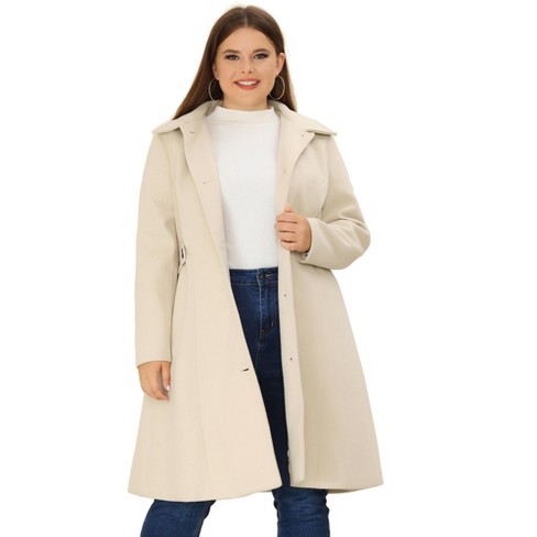 Agnes Orinda Women's Plus Size Winter Outfits Utility Belted Fashion  Overcoats Cream White 4x : Target