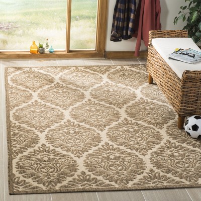 Cream Beige Geometric Flat Woven 4' x 6' Area Rug