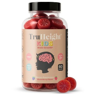 TruHeight Kids Brain Growth Gummies (Ages 2+) All Natural Kids & Toddler Vitamins - Omega-3, DHA Multivitamin - Brain & Memory Supplements - 1 of 4