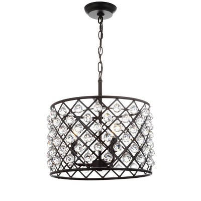 16" LED Crystal/Metal Gabrielle Pendant Oil Rubbed Bronze - Jonathan Y