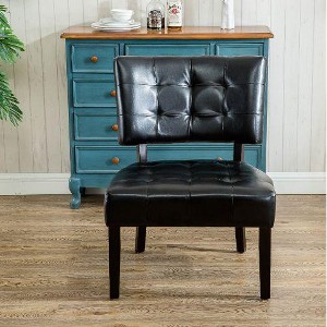 CAVINAS Blended Faux Leather Tufted Accent Chair with Oversized Seating, Wingback Chair, Armless Chairs, Accent Seating for Living Room, Bedroom - 1 of 4