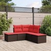 vidaXL 5 Piece Patio Sofa Set with Cushions Brown Poly Rattan - 2 of 4