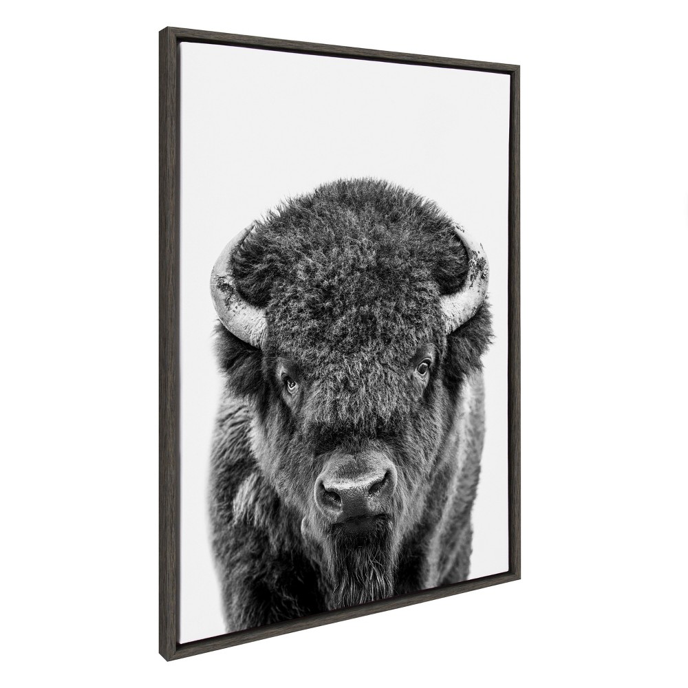 Photos - Other Decoration 28" x 38" Sylvie Bison Portrait Black and White Frame Canvas by Amy Peterson Gray - Kate & Laurel All Things Decor