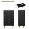 Fluted Dresser for Bedroom with 5 Drawers, Wooden Chest of Drawers with Metal Handle & Feet, Dresser for Living Room - 3 of 4