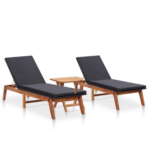 vidaXL Sun Loungers 2 pcs with Table Poly Rattan and Solid Acacia Wood - image 1 of 4