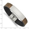 Black Bow Jewelry 13.5mm Stainless Steel & Leather I.D. Bracelet, 8.25 Inch - 4 of 4