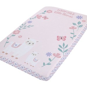 Little Love by NoJo Mama's Little Llama Pink and Lavender Floral Photo Op Fitted Mini Crib Sheet - 1 of 4