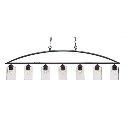 Toltec Lighting Marquise 7 - Light Island Pendant Light in  Dark Granite with 4" Clear Bubble Shade