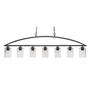 Toltec Lighting Marquise 7 - Light Island Pendant Light in  Dark Granite with 4" Clear Bubble Shade - 1 of 1