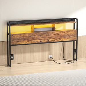 Aheaplus Storage Headboard with Led Lights & Charging Station - 1 of 4