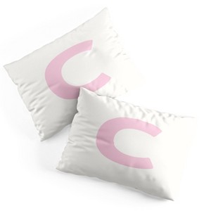 Deny Designs April Lane Art Block Pink Monogram C Microfiber Printed Pillow Sham - 1 of 3