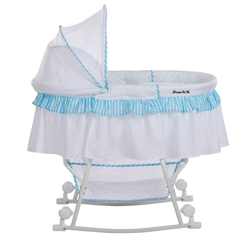 Dream On Me JPMA Certified Lacy Portable 2-in-1 Bassinet & Cradle, Blue/White, 4 of 8