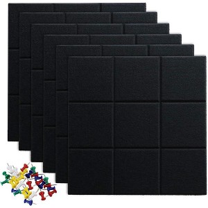 Maison Large Felt Self Adhesive Cork Board Tiles w/30 Push Pins Photos Memo Board Bulletin Board 12"x12" - 6 Pack - 1 of 4