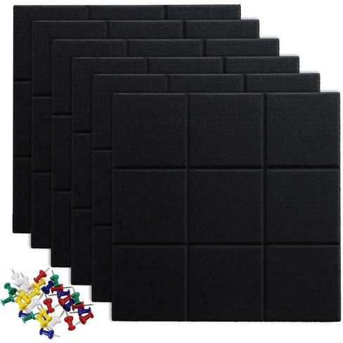 Maison Large Felt Self Adhesive Cork Board Tiles w/30 Push Pins Photos Memo Board Bulletin Board 12"x12" - 6 Pack - image 1 of 4