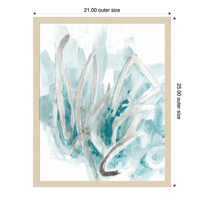 Embellished Aquatic Energy II Teal and Beige Abstract Framed Print