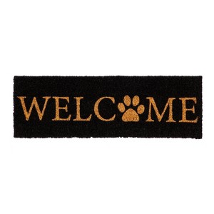 Evergreen Paw Print Welcome Kensington Indoor Outdoor Coir Interchangeable Doormat 9"x2'4" Black - 1 of 4