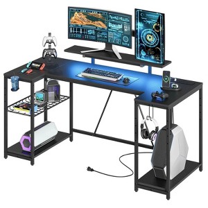 Bestier 63 Inch U Shaped LED Gaming Desk with Power Outlets - 1 of 4