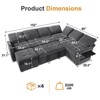 Dyonery 7 Seat L Shaped Sleeper Sofa Bed with Pull Out Bed, USB Ports, LED Light, Reclining Backrest, Side Table & Ottoman, Chenille Couch - 2 of 4
