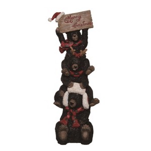 Transpac Resin 13.25 in. Multicolor Christmas Bear Stack Figurine - 1 of 4