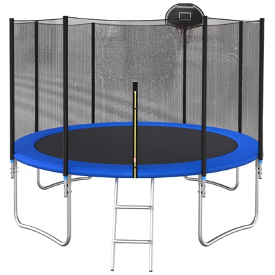 VYNXARIA 12 FT Family Trampoline with Safety Net and Basketball Hoop - Outdoor Fun and Fitness