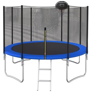 BestParts 12FT Trampoline with Safety Enclosure Net, Basketball Hoop, Ladder - 1 of 4