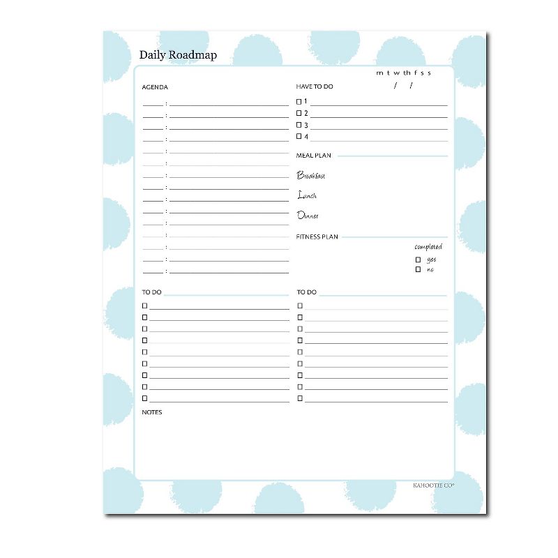 Kahootie Co. Kahootie Co Daily Schedule Notepad 8.5" x 11" 50 sheets per pad Teal Polka Dot (DNP04), 1 of 5