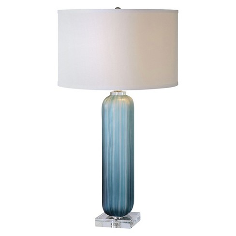 blue glass lamp shade