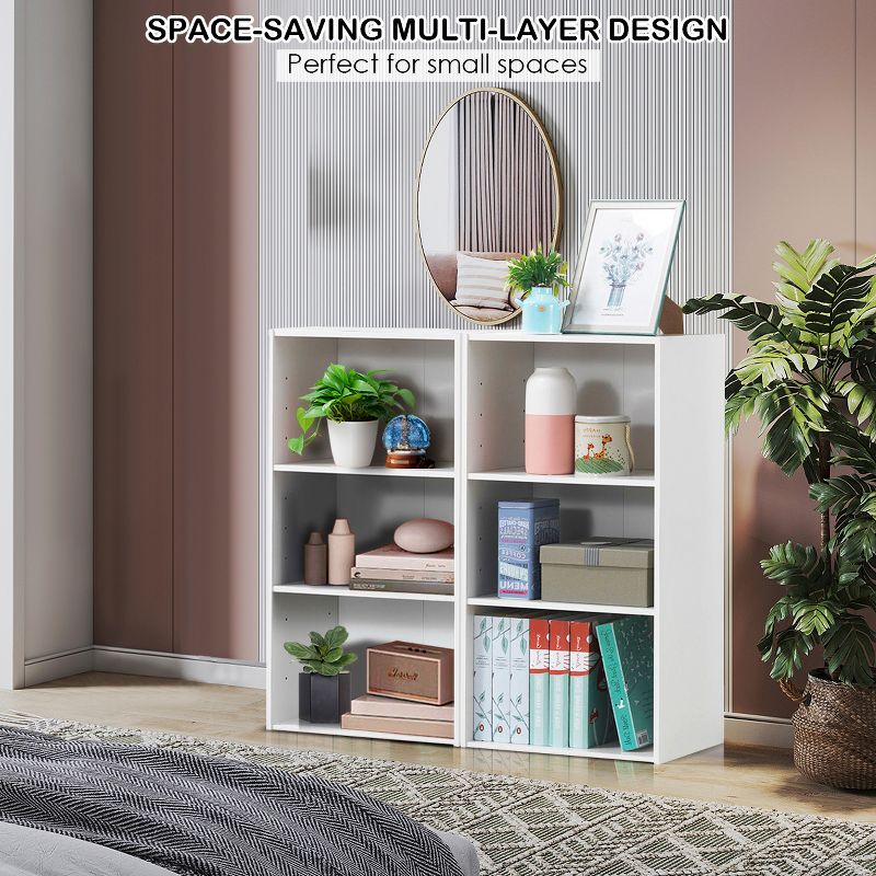 Costway 2 PCS 3 Tier Open Shelf Bookcase Multi-functional Storage Display Cabinet White, 3 of 11