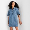 Women's Denim Mini Shirtdress - Future Collective Medium Wash - 3 of 3