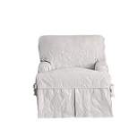 Matelasse Damask T-Chair Slipcover White - Sure Fit