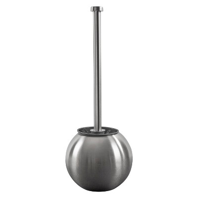 Globe Design Toilet Brush and Holder Stainless Steel - Bath Bliss