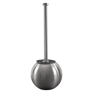 Globe Design Toilet Brush and Holder Stainless Steel - Bath Bliss - 1 of 4