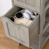 USIKEY 55.9" Storage Cabinet with 2 Drawers, Wooden Bathroom Floor Cabinet with 3 Open Shelves, for Living Room, Kitchen, Grey - 4 of 4