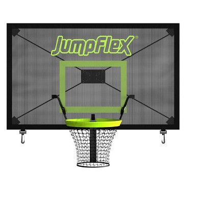 JumpFlex Black and Green Flexible Trampoline Basketball Hoop