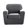 Sure Fit 2pc 43" Wide Cedar Stretch Textured Chair Slipcover Black: Elastic, Pet Friendly, Indoor Use - 4 of 4