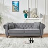 3+2 Seater Chesterfield Velvet Upholstery Sofa with Roll Armrest & Nailhead, Mid Century Modern Upholstered Couch for Living Room, Office, Apartment - 3 of 4