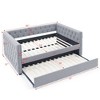 NicBex Full Size Daybed with Twin Size Trundle,Upholstered Sofa Bed with Copper Nail for Bedroom,Living Room,Apartment - 3 of 4