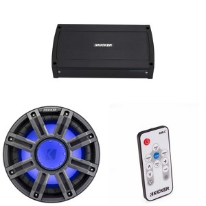 Kicker 51MWE104 - MWE 10-Inch Premium Marine Subwoofer (Enclosure) 4-ohm & 48KXMA9005 Marine Amp Bundle ( Includes LED Remote ) - 1 of 4