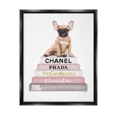 Stupell Industries Watercolor High Fashion Bookstack French Bulldog